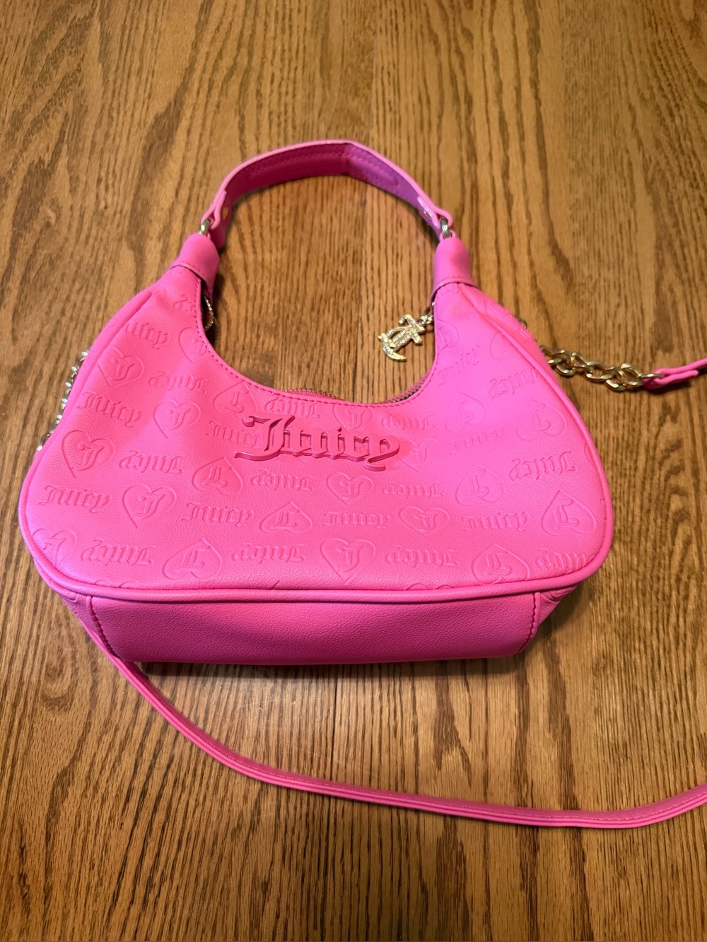 Juicy Couture Bright Pink Embossed Logo Shoulder Bag